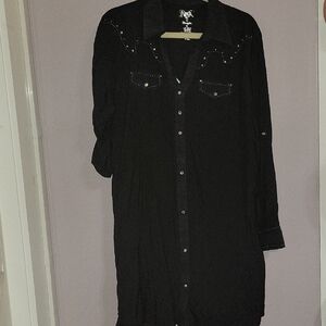 Wrangler Black Long Sleeve Dress with Blue Accents